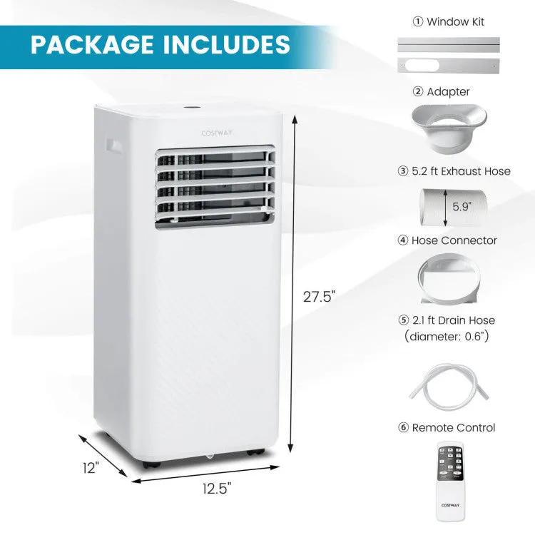 Costway 8000 BTU(Ashrae) Portable Air Conditioner Cools 250 Sq.Ft with Timer