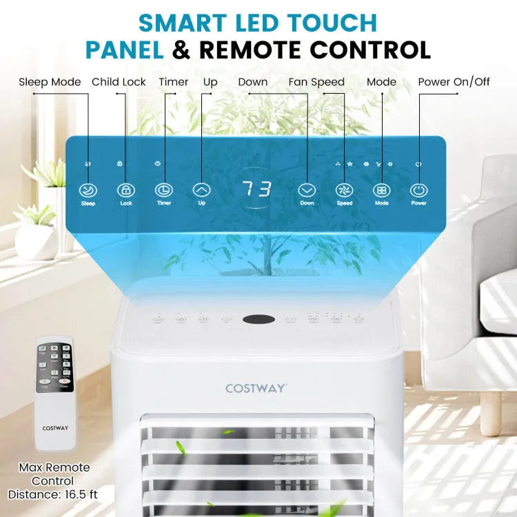 Costway 8000 BTU(Ashrae) Portable Air Conditioner Cools 250 Sq.Ft with Timer