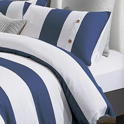 Cotton 3-Piece Nautical Stripe Duvet Cover Set