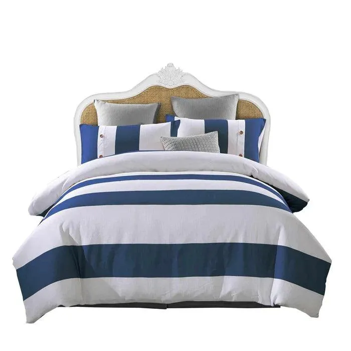 Cotton 3-Piece Nautical Stripe Duvet Cover Set