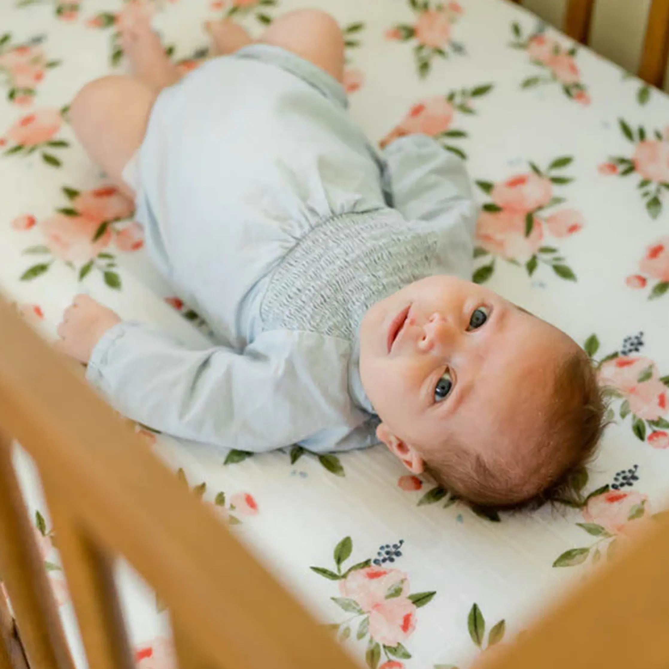 Cotton Muslin Crib Sheet - Watercolor Roses