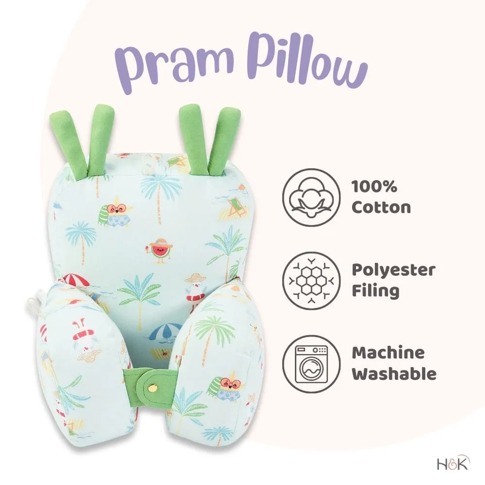 Cotton Pram Pillow cum Baby Seat , Sunny Citrus Splash