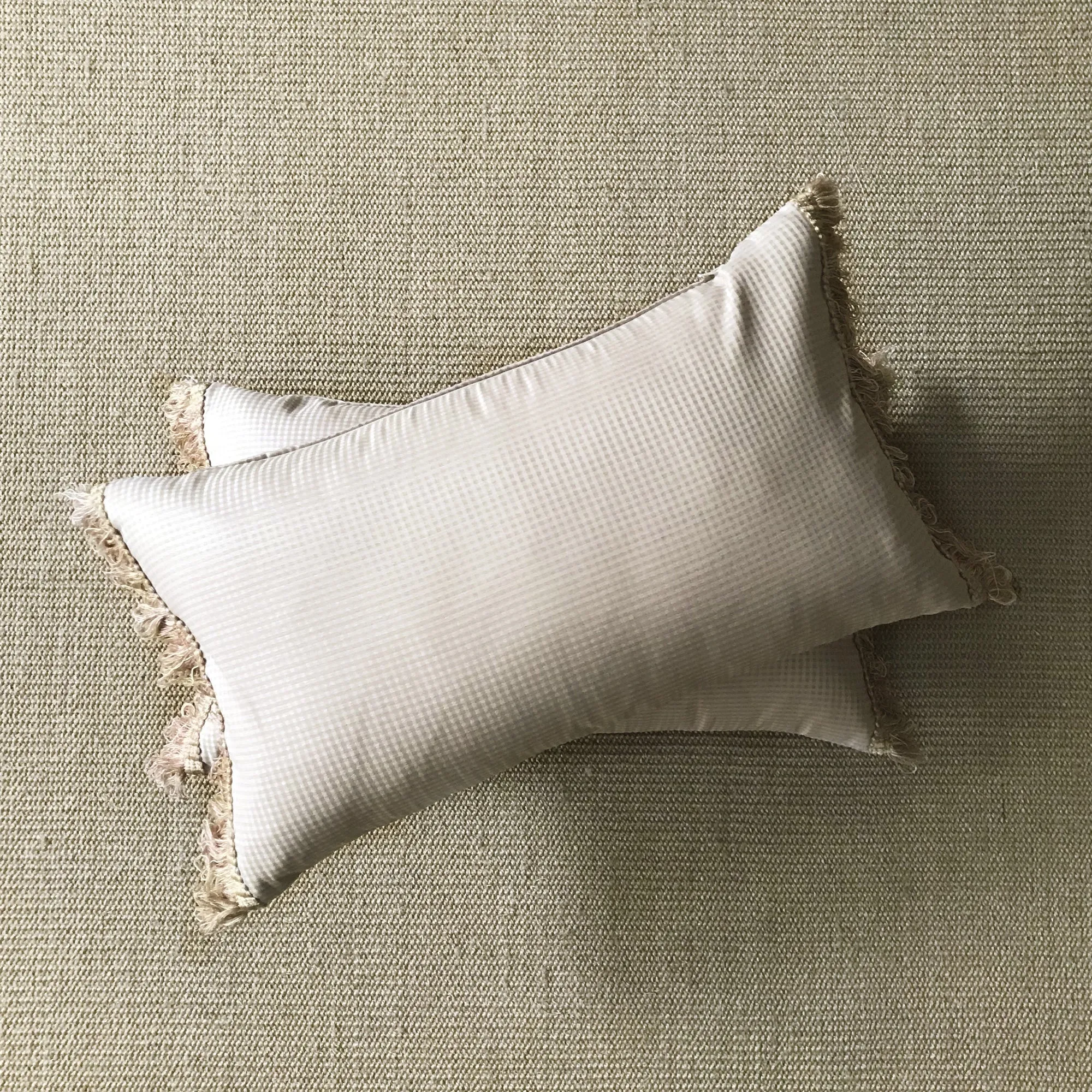 Cream Blush Gingham Lumbar Pillow Cover 13x22