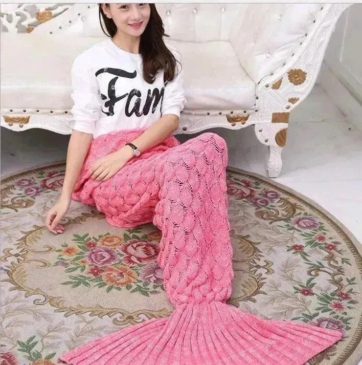 Creative Winter Woolen Mermaid Tail Sofa Blanket