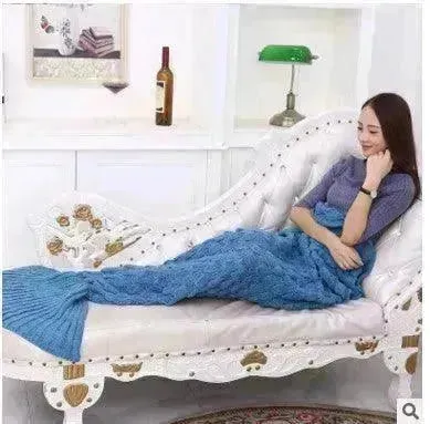 Creative Winter Woolen Mermaid Tail Sofa Blanket