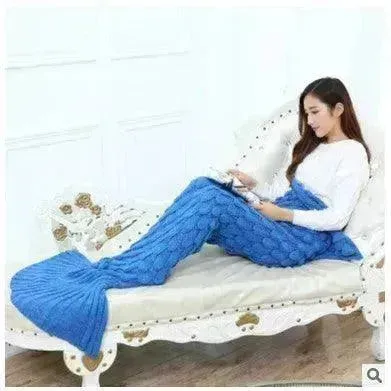 Creative Winter Woolen Mermaid Tail Sofa Blanket