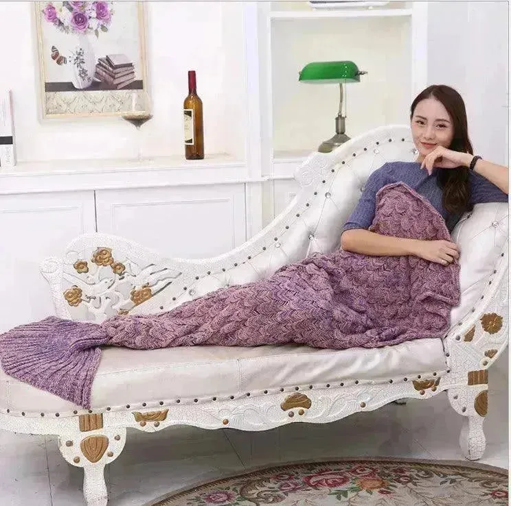 Creative Winter Woolen Mermaid Tail Sofa Blanket