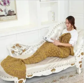 Creative Winter Woolen Mermaid Tail Sofa Blanket