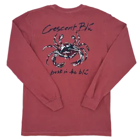 Crimson and Navy Crab Long Sleeve T-shirt