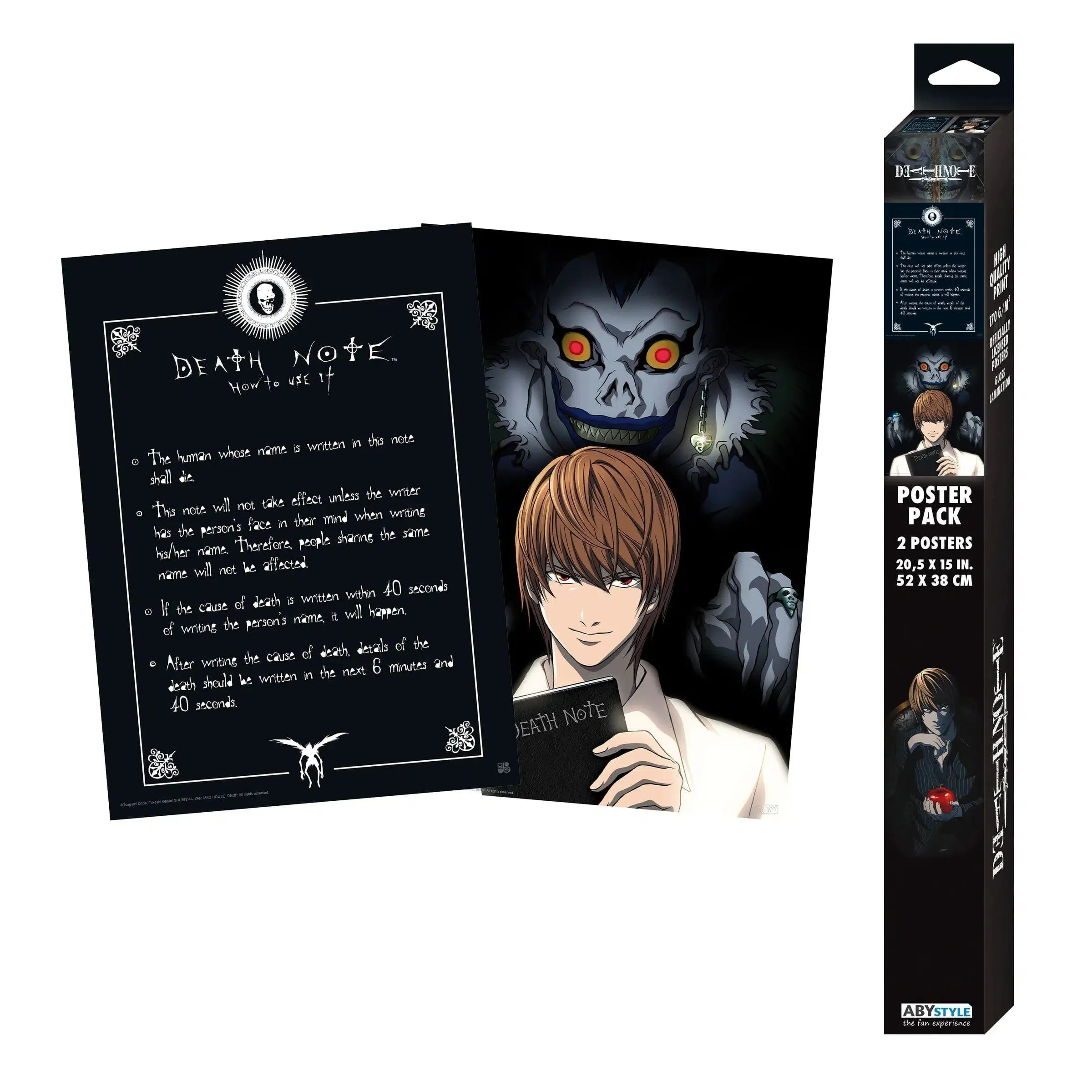 Death Note - Light & Death Note Boxed Poster Set (20.5"x15") - ABYstyle