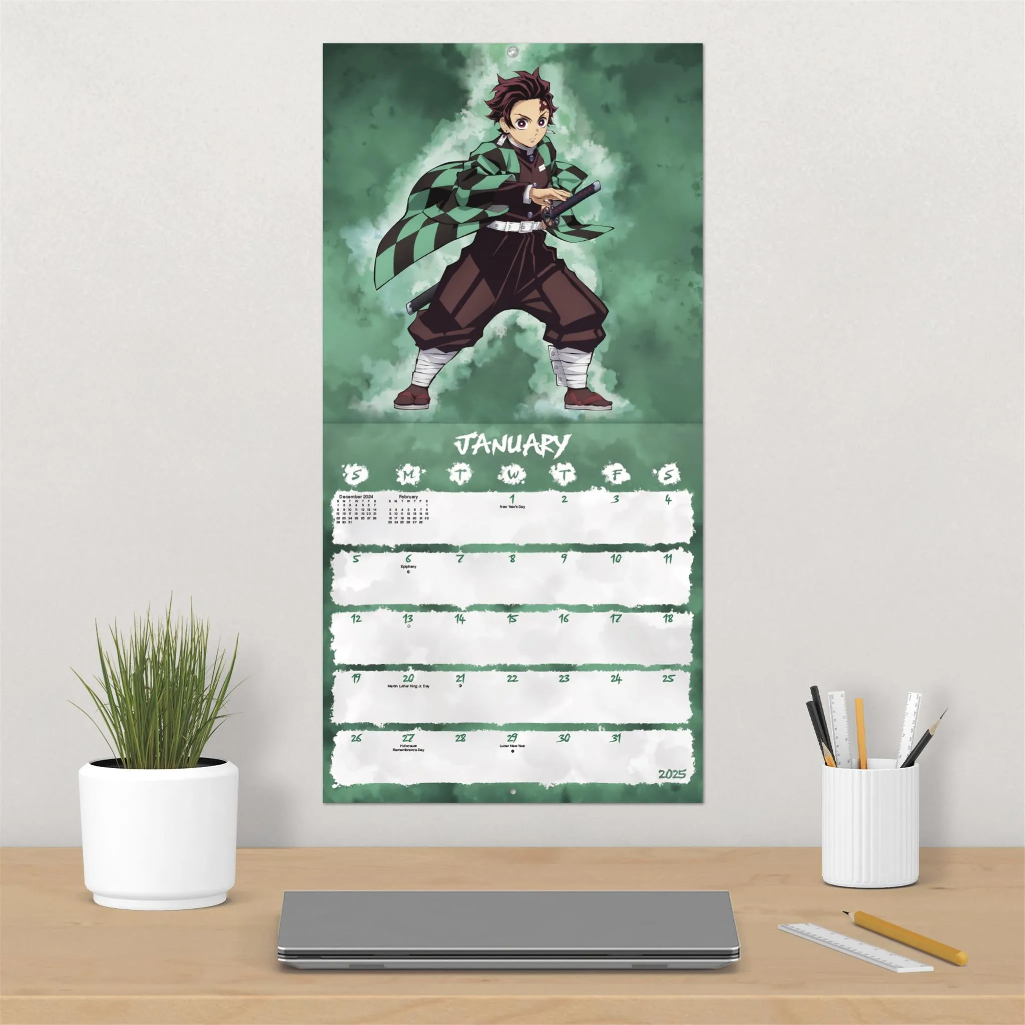 Demon Slayer Kimetsu No Yaiba Wall 2025 Calendar