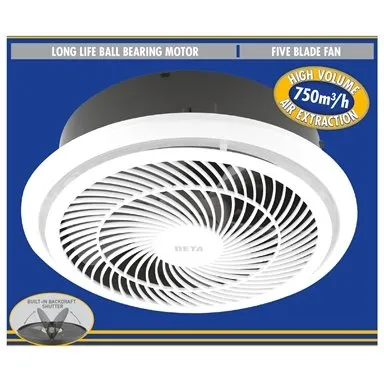 Deta 250mm High Capacity Exhaust Fan / White