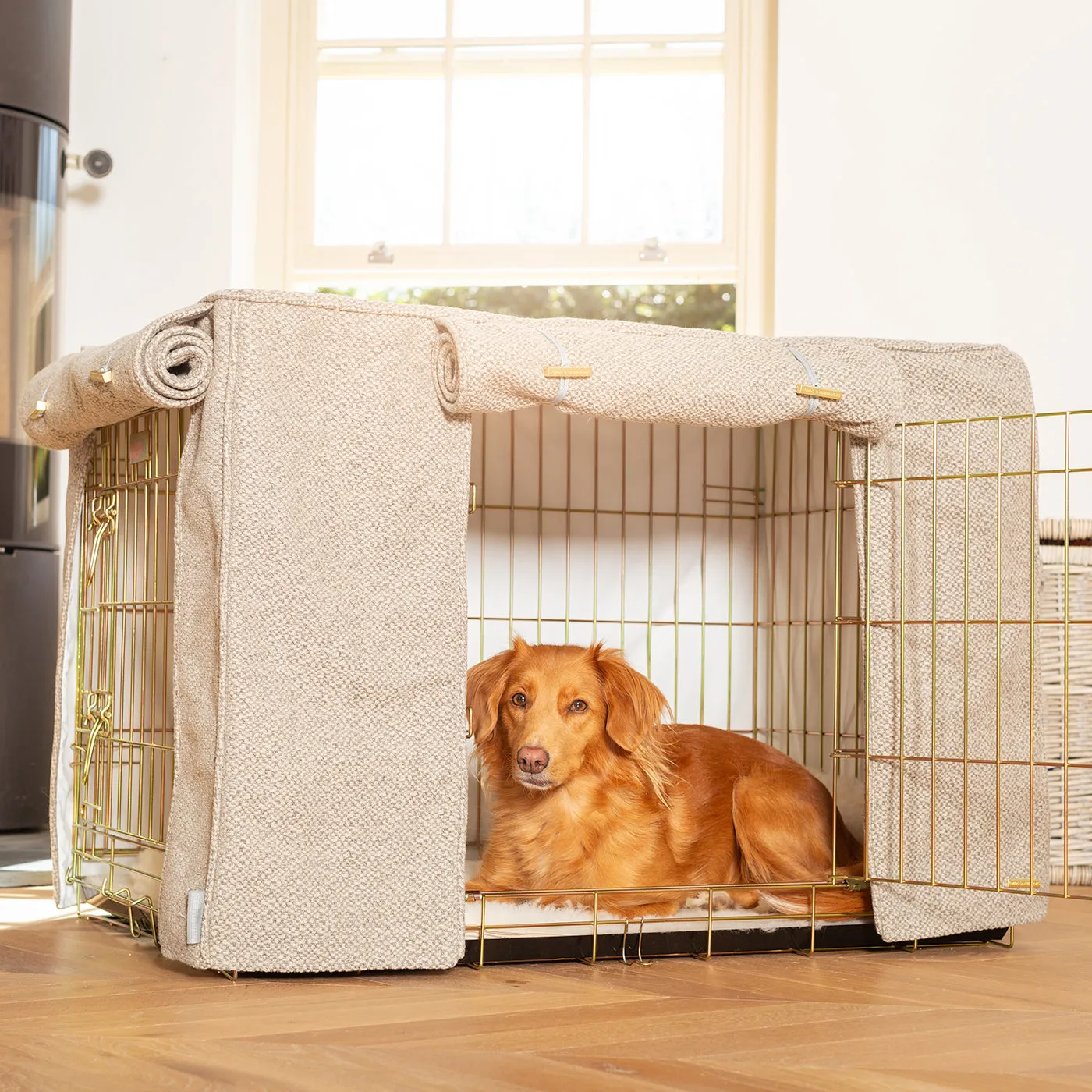 Dog Crate with Crate Cover in Essentials Herdwick Pebble by Lords & Labradors