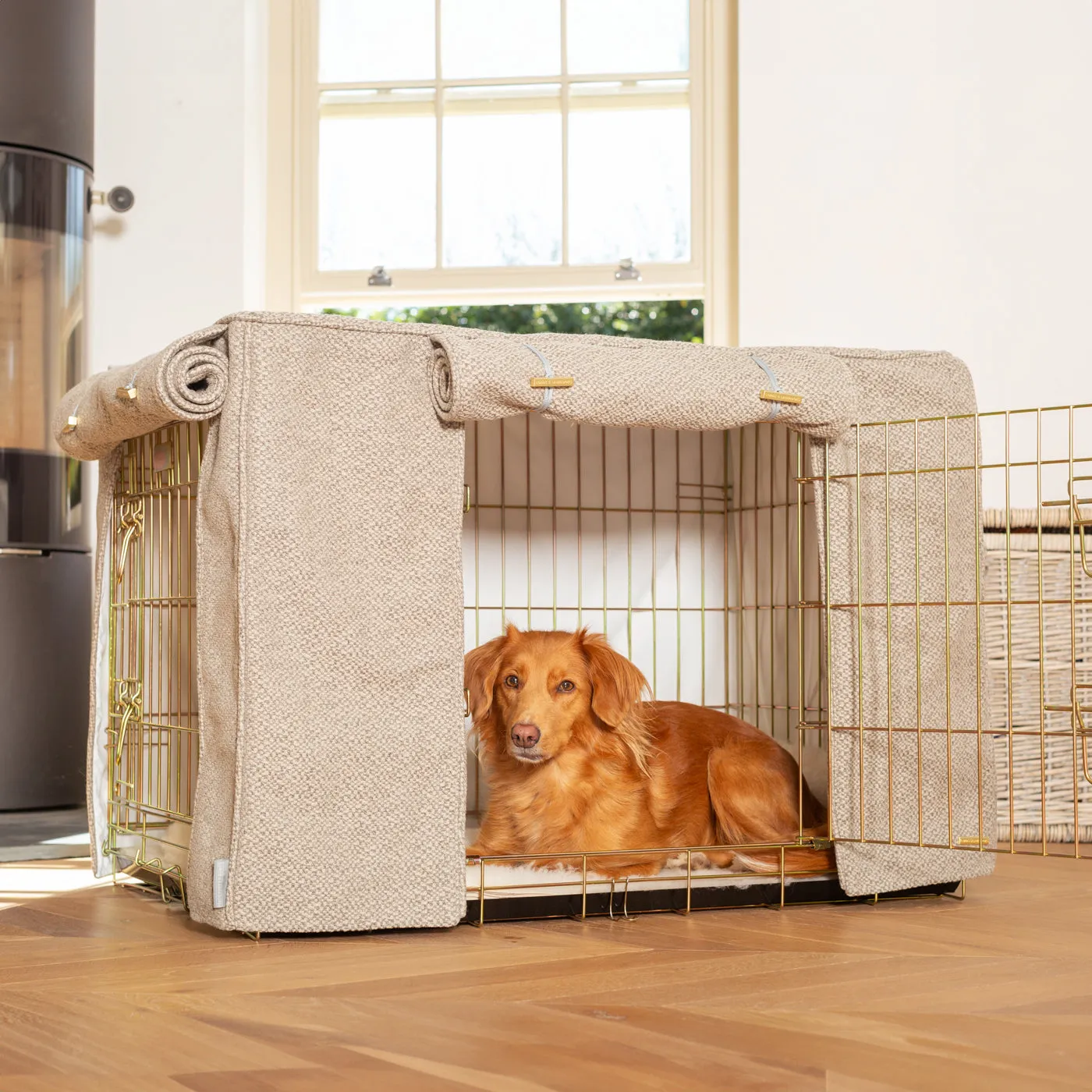 Dog Crate with Crate Cover in Essentials Herdwick Pebble by Lords & Labradors