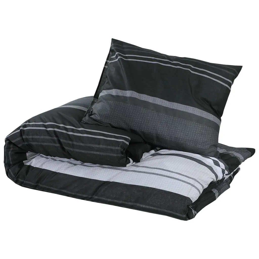 Duvet Cover Set Black and White 225x220 cm Cotton