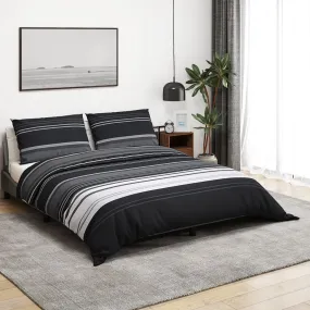 Duvet Cover Set Black and White 225x220 cm Cotton