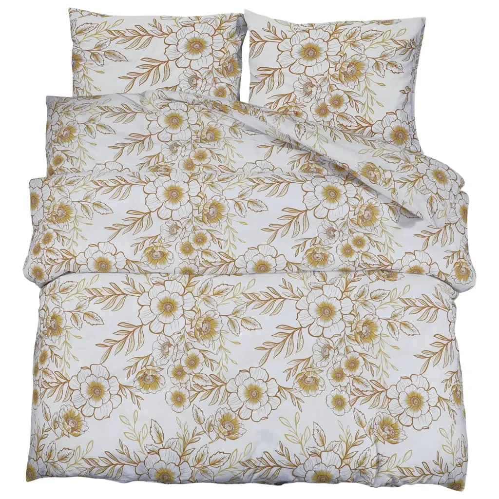 Duvet Cover Set White and Brown 140x200 cm Cotton