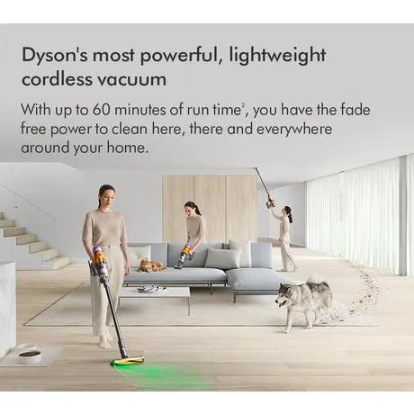 Dyson V12 Detect Absolute Cordless Stick Vacuum Cleaner Up To 60 Minutes Run Time - Yellow