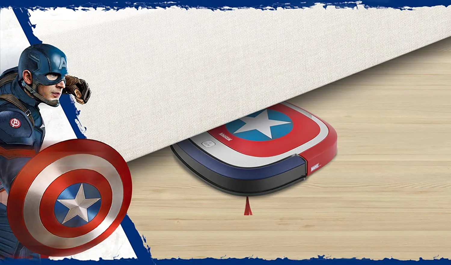 ECOVACS Robotics Deebot Slim Marvel Edition - Ultra-Flat Vacuum Cleaner with Direct Suction - Captain America