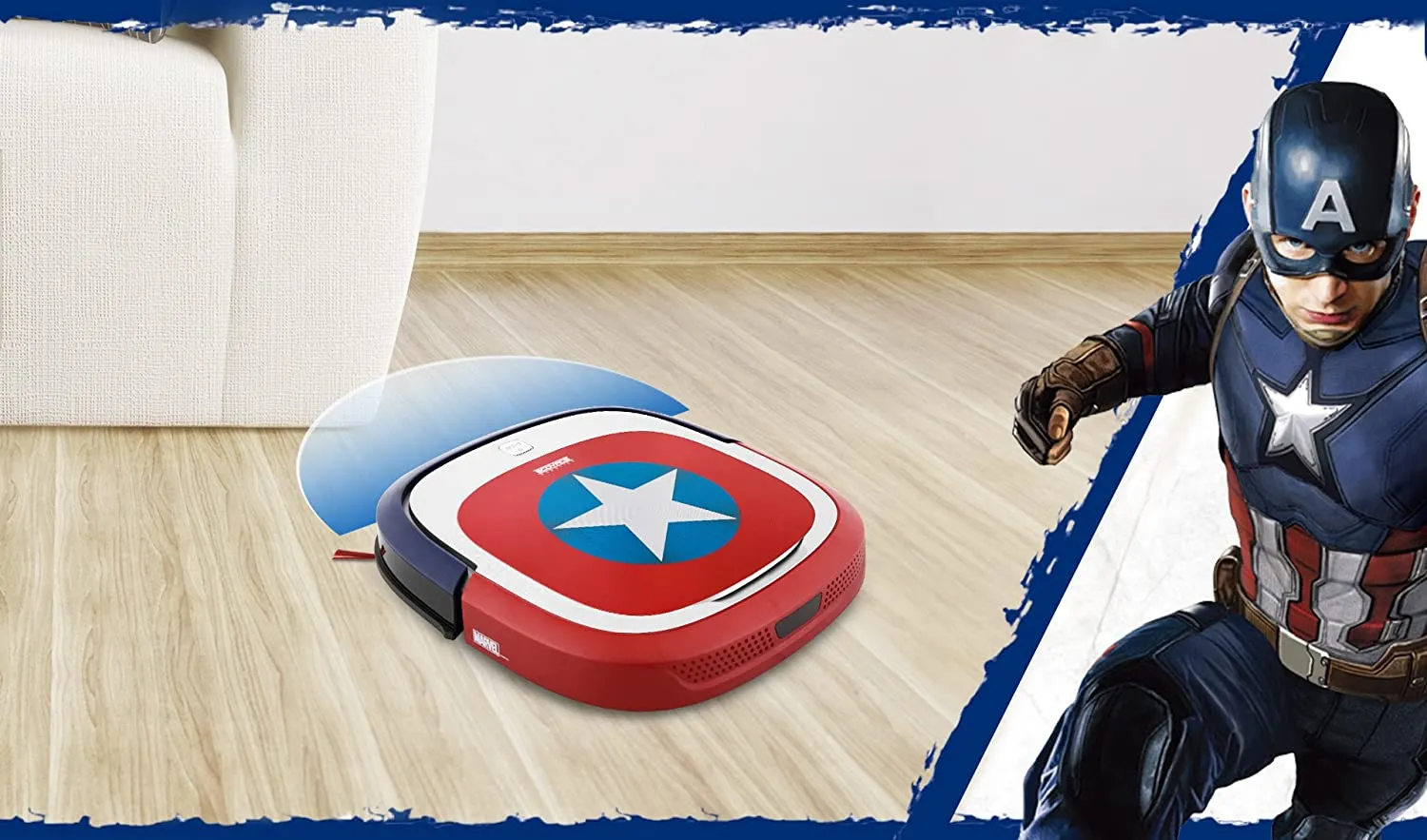 ECOVACS Robotics Deebot Slim Marvel Edition - Ultra-Flat Vacuum Cleaner with Direct Suction - Captain America