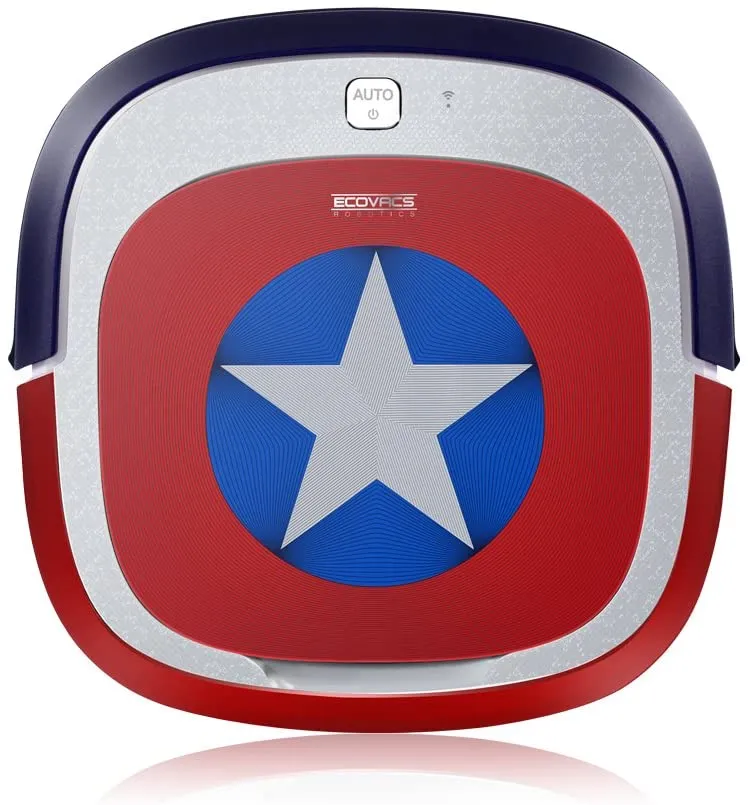 ECOVACS Robotics Deebot Slim Marvel Edition - Ultra-Flat Vacuum Cleaner with Direct Suction - Captain America