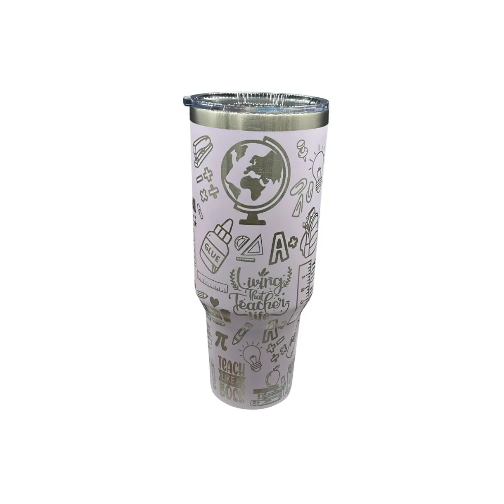 Educational Themed Teacher Laser Engraved Personalized Tumbler