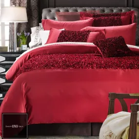 Elegant Look Red Bridal Quilt Set - 12 Pieces Set with Free Quilt Filling