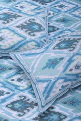 Falah Vintage Ikkat New Turquoise Cotton Bedsheet