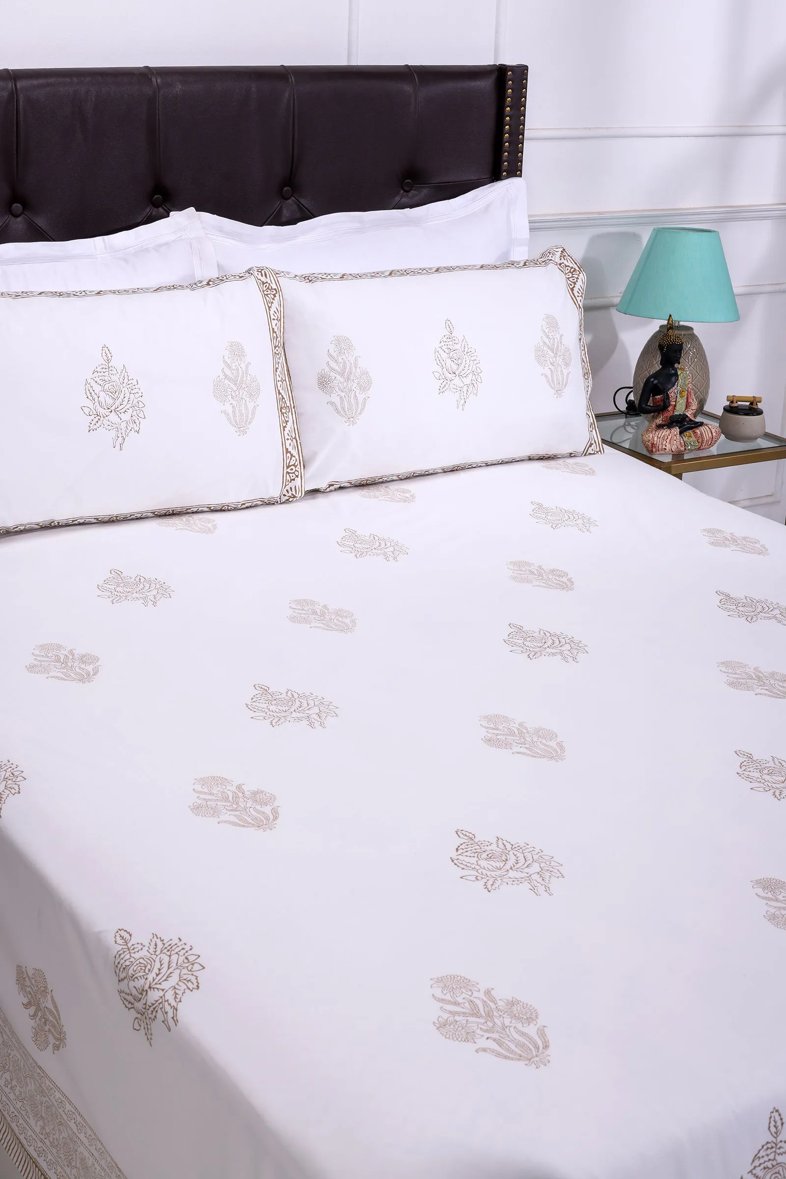 Falak Bootah Beige Cotton Percale Bedsheet