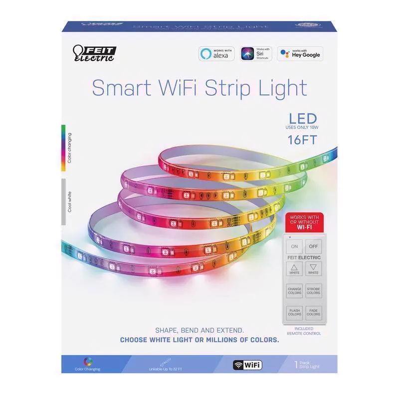 Feit Smart Home 16 ft. L Color Changing Plug-In LED Smart-Enabled Light Strip 1 pk