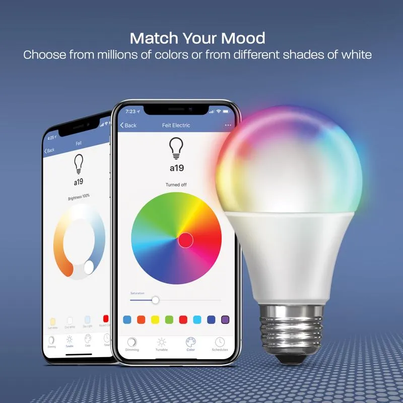 Feit Smart Home A19 E26 (Medium) Smart-Enabled LED Bulb Color Changing 60 Watt Equivalence 1 pk