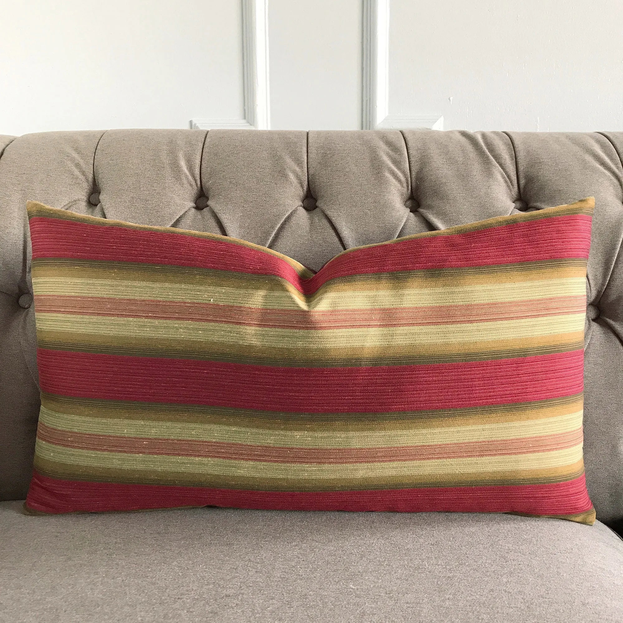 Garnet Gold Wide Stripe Luxury Woven Lumbar Pillow Cover 15x26