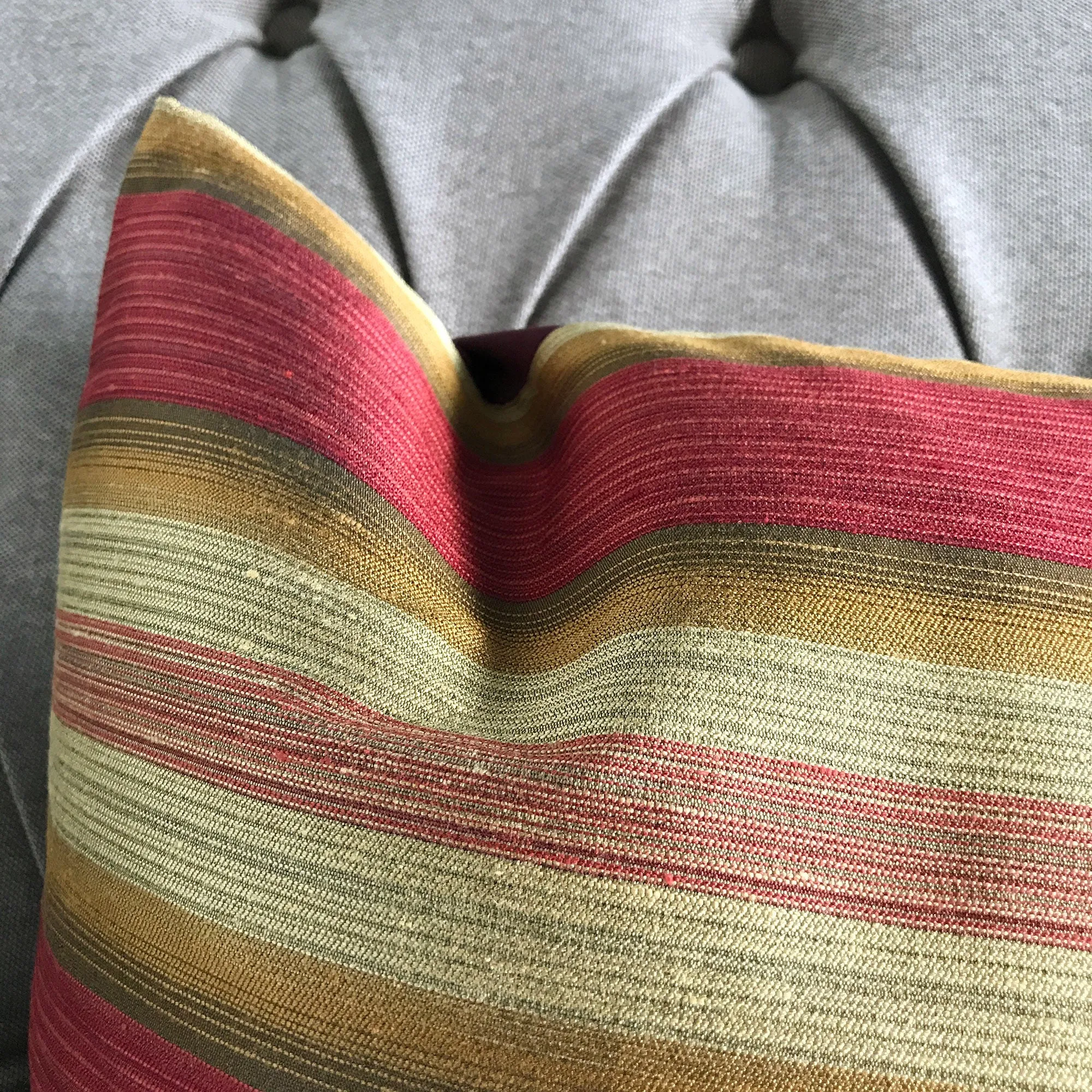 Garnet Gold Wide Stripe Luxury Woven Lumbar Pillow Cover 15x26