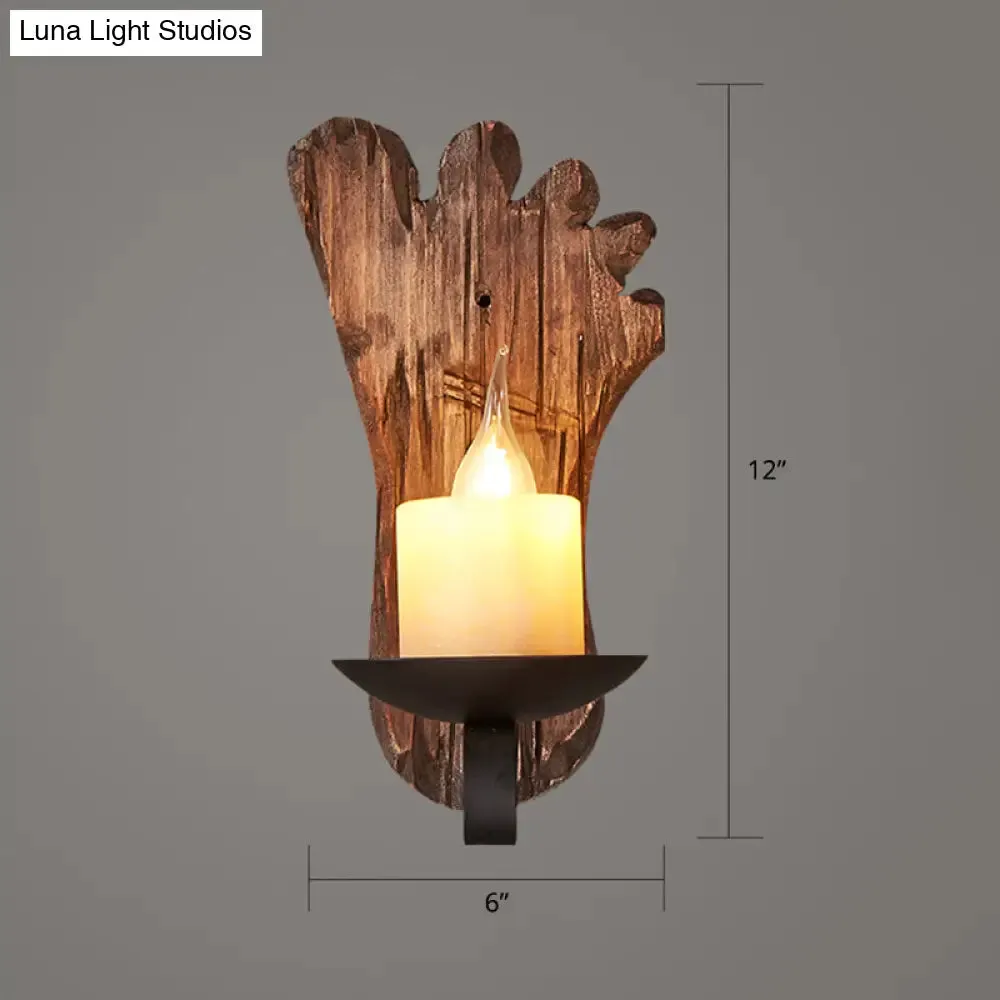 Geometric Country Style Wooden Wall Sconce - Brown Wall Light Fixture for Corridor