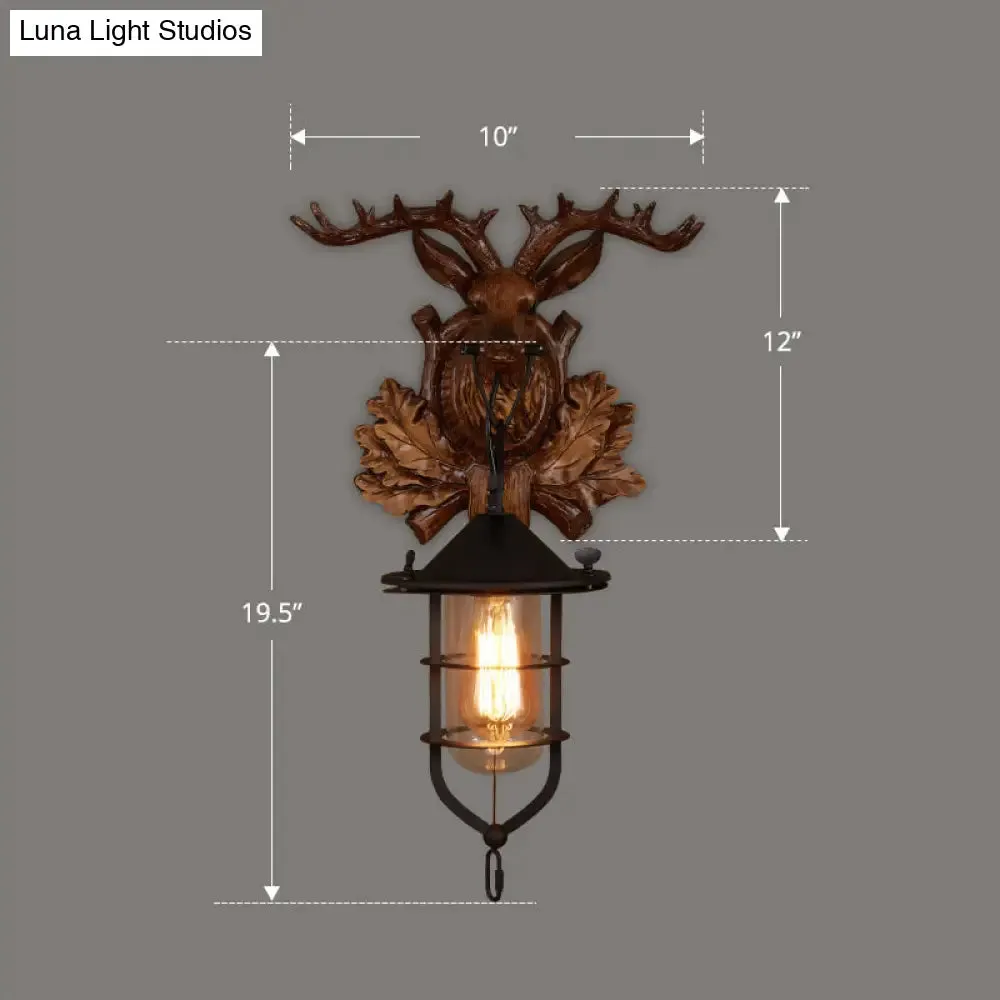 Geometric Country Style Wooden Wall Sconce - Brown Wall Light Fixture for Corridor