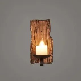 Geometric Country Style Wooden Wall Sconce - Brown Wall Light Fixture for Corridor