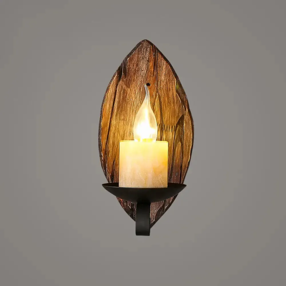 Geometric Country Style Wooden Wall Sconce - Brown Wall Light Fixture for Corridor