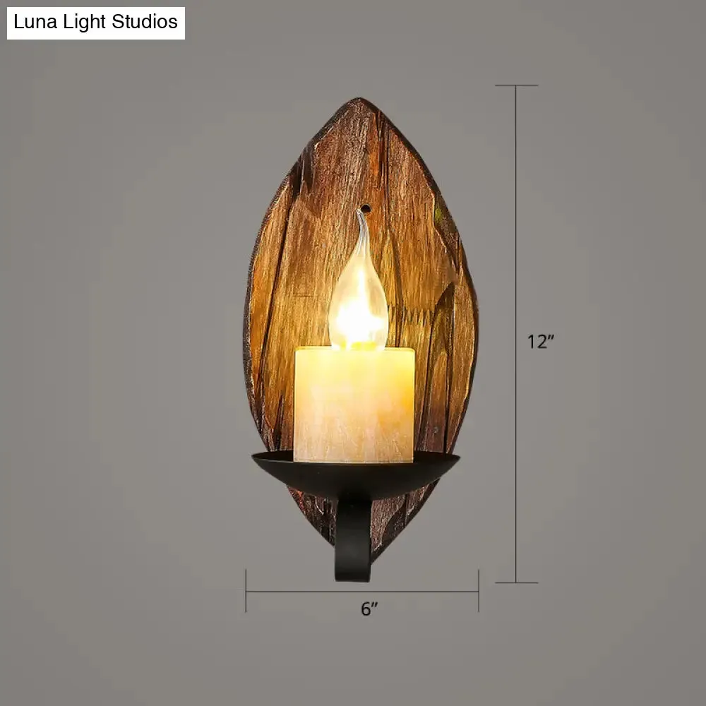 Geometric Country Style Wooden Wall Sconce - Brown Wall Light Fixture for Corridor