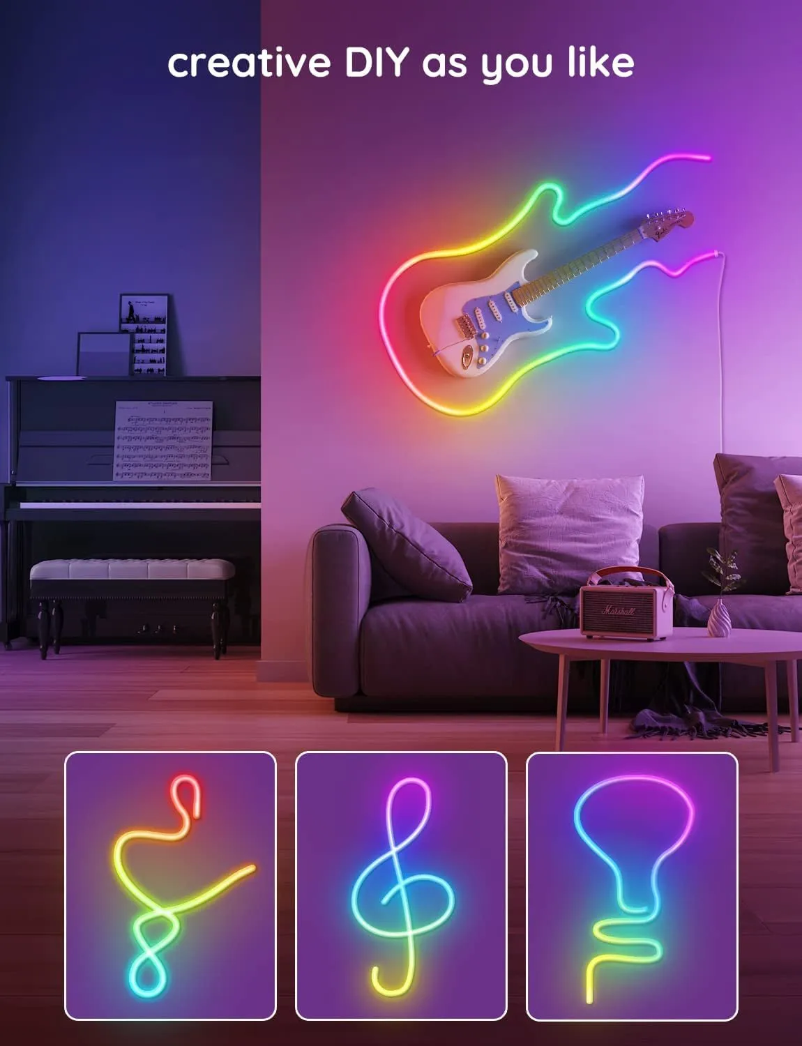 Govee Neon LED Strip Lights 3M, RGBIC DIY Neon Light with Wifi APP Control, Work with Alexa, Segmentable Colour Changing LED Lights for Bedroom, Wall, Game…