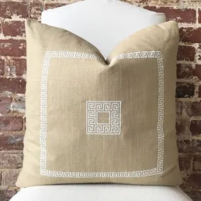 Greek Key Pillow - Jute