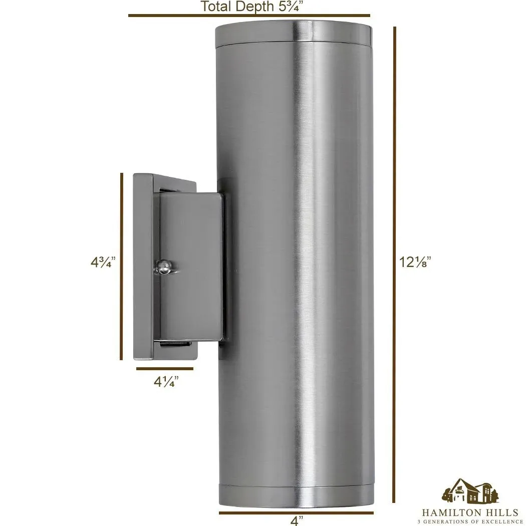 Hamilton Hills Dual Upward and Downward Outdoor Modern Cylindrical LED Wall Light | 12"