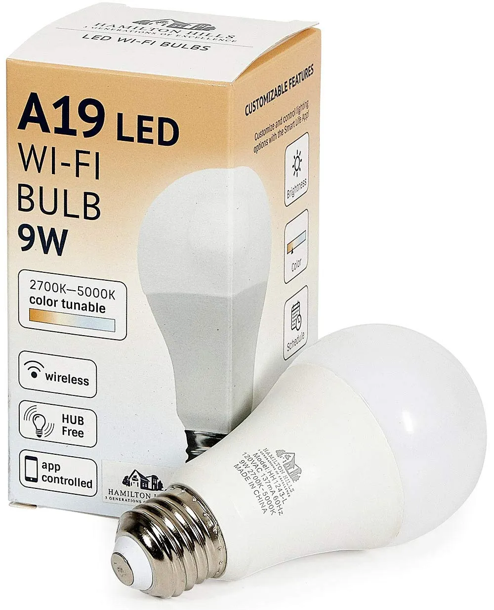 Hamilton Hills LED Smart Bulb - Smart Home Certified Standard Universal BR30 E26 Dimmable