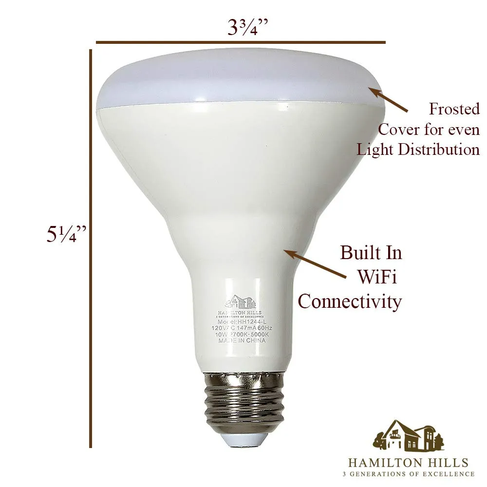 Hamilton Hills LED Smart Bulb - Smart Home Certified Standard Universal BR30 E26 Dimmable