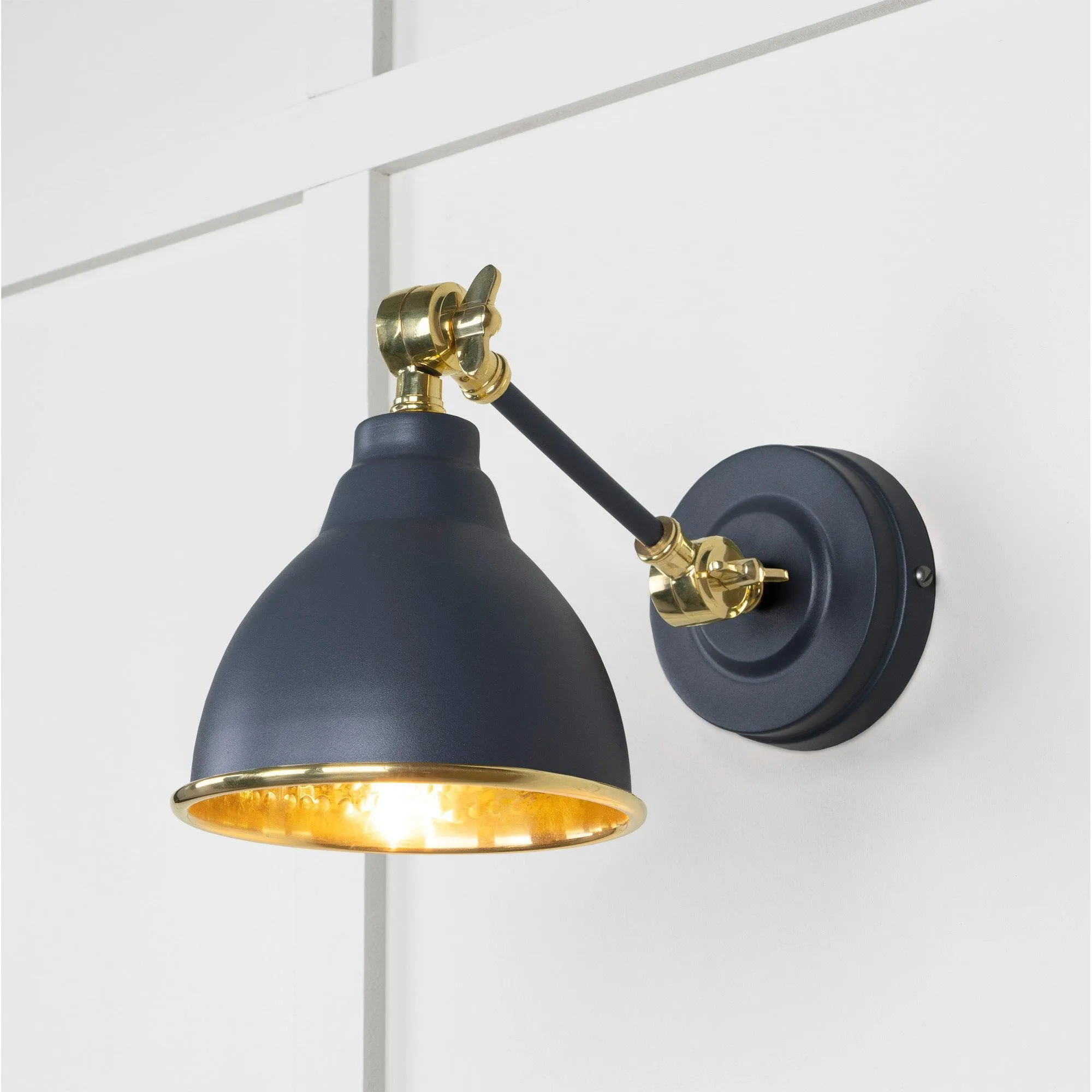 Hammered Brass Brindley Wall Light in Slate | From The Anvil