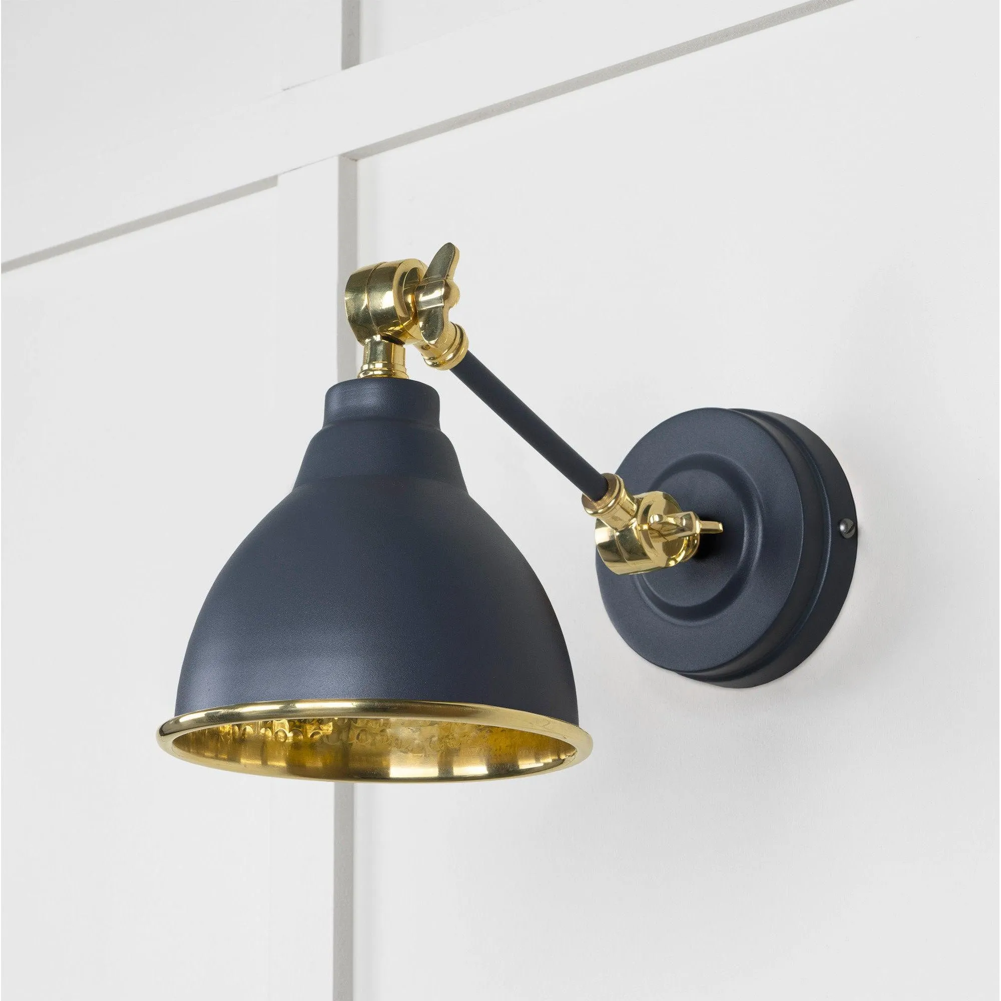 Hammered Brass Brindley Wall Light in Slate | From The Anvil