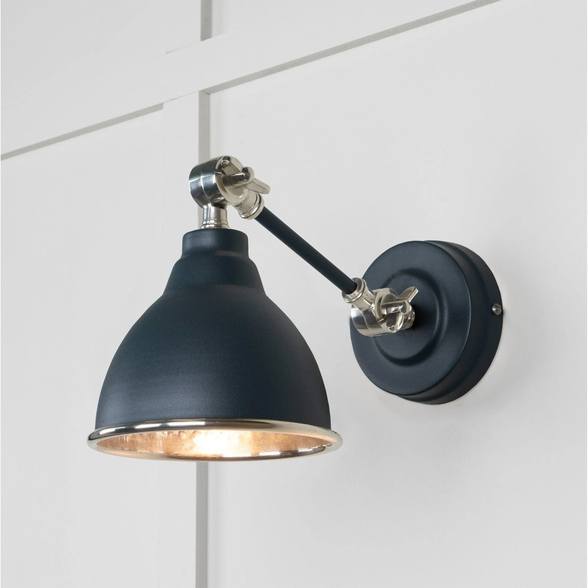 Hammered Nickel Brindley Wall Light in Soot | From The Anvil