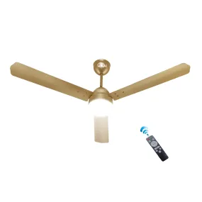 HAVAI Spinel BLDC Ceiling Fan 28W, 1200mm Blade with Remote - Champagne Yellow,9W LED Light