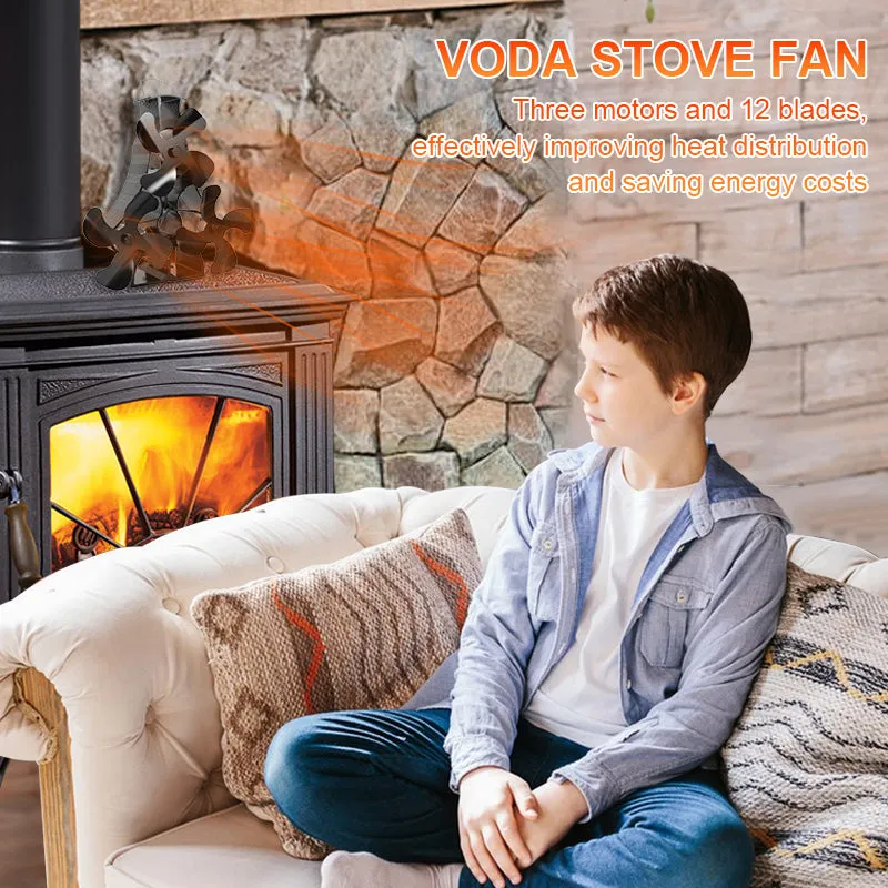 Heat Efficiency 12 Blade Stove Fan with 3 motors VDSF634RX