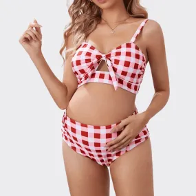 High Waist Plaid Swimwear