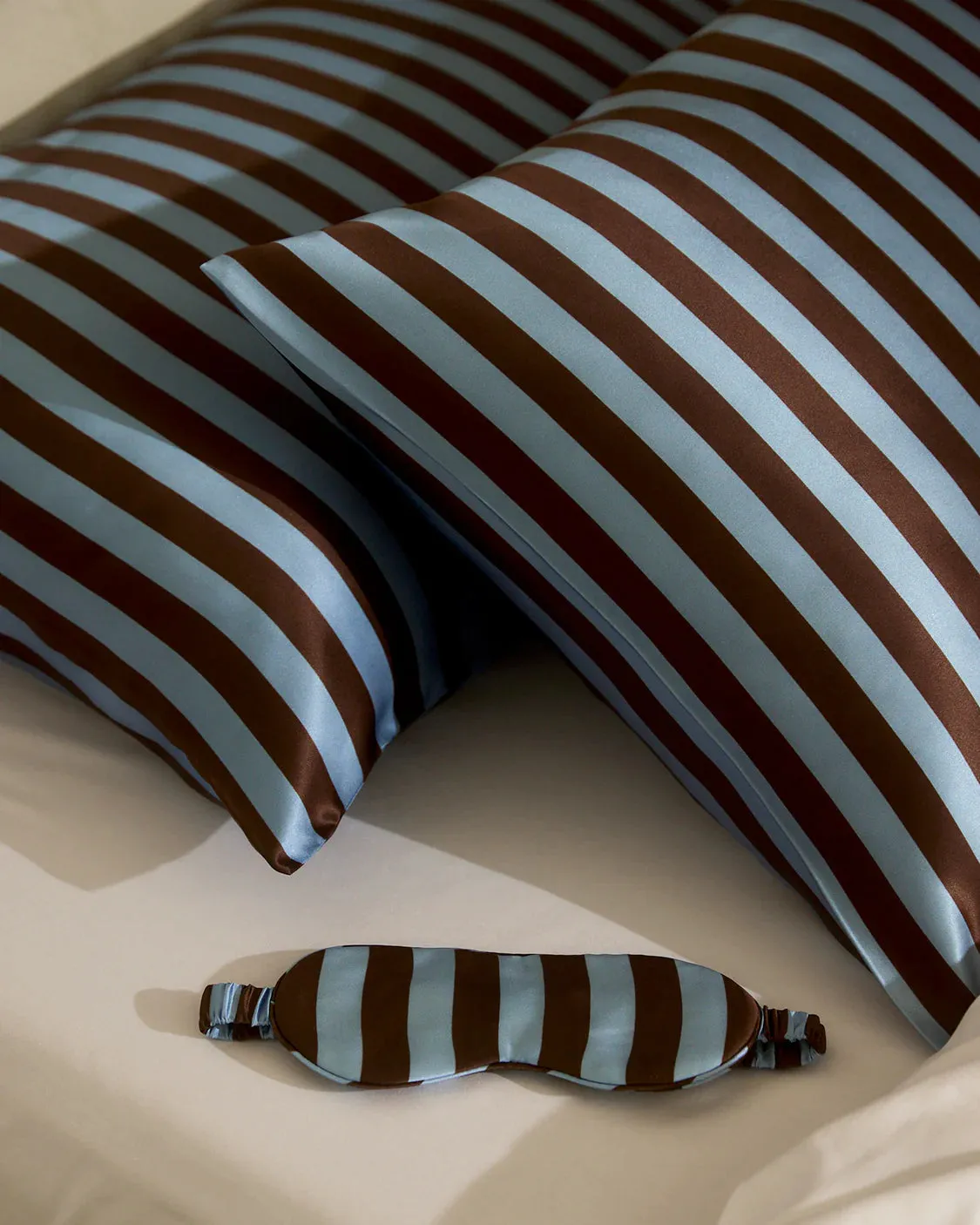 Hommey Silk Pillowcase - Iced Chocolate Stripes